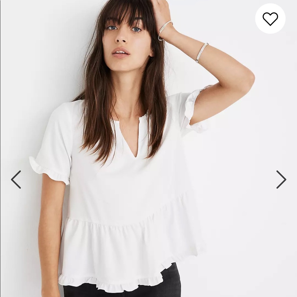 Madewell Stanza Ruffle Hem White Top